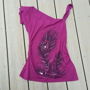 One Shoulder Purple Shirt