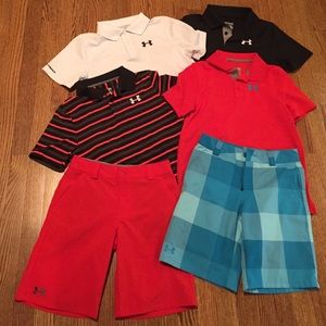 Boys under armor collared shirts and shorts
