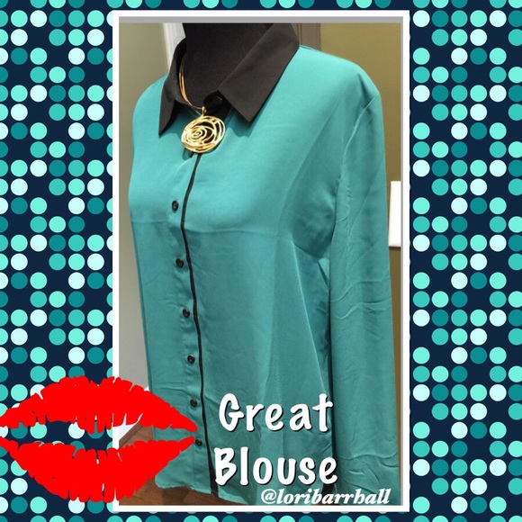 Olive & Oak Tops - Olive and Oak green shirt with black collars.NWOT