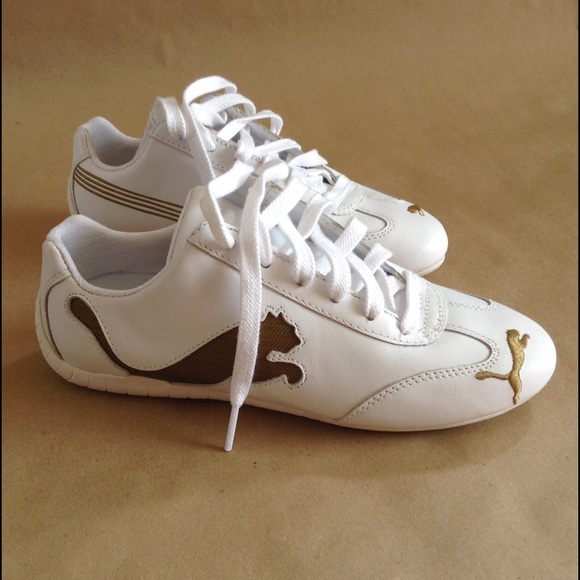 Puma White/Gold Sneakers
