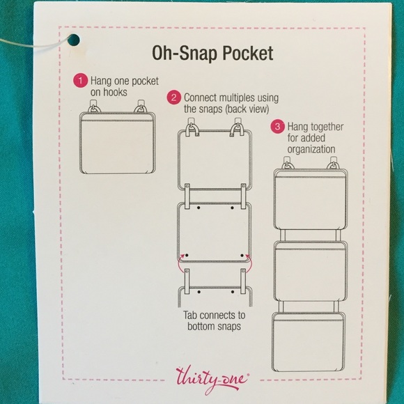 3 Thirty One' Oh-Snap Pocket, with hanger. NWT - Picture 3 of 4