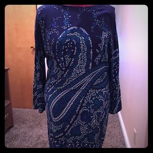 Blue and green paisley dress