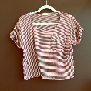 Cropped red and white stripped tee