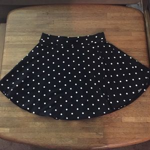 Forever21 black and white polka dot skater skirt