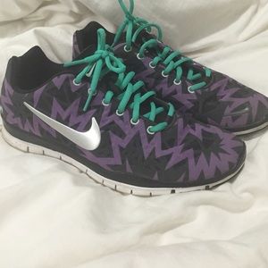 Nike free tr fit 3 purple and teal