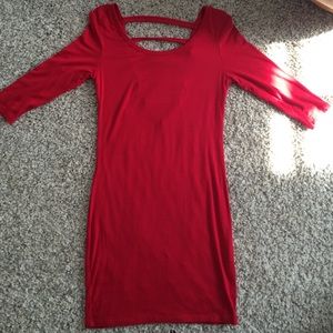 Red Tight Cocktail Dress Back Cutout