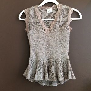 Lace, coffee colored going-out tank