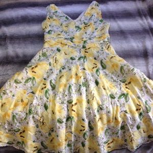 Dress Barn yellow and green floral dress size 6