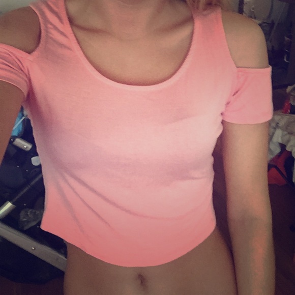 Baby pink crop top with cut outs