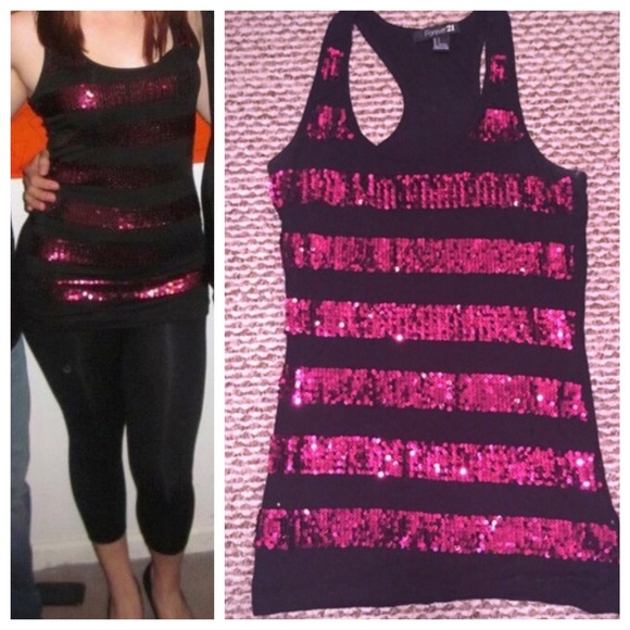 Black/Pink Sequined Top