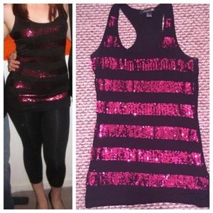 Black/Pink Sequined Top