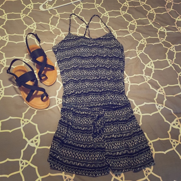 Tribal black and white romper