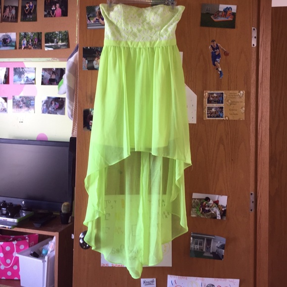 Lime Green strapless high-low dress