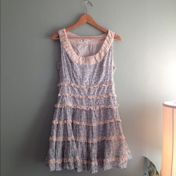 Light Blue Lace Floral Large Summer Dress
