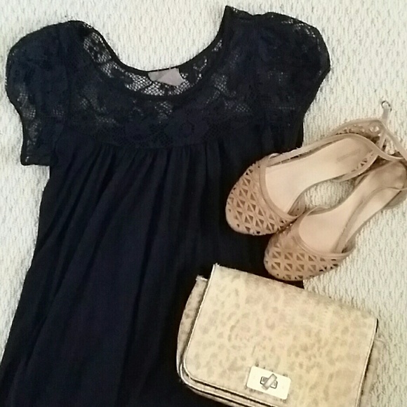 For Lulu Black Crochet Dress/Red Work dress