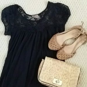 For Lulu Black Crochet Dress/Red Work dress