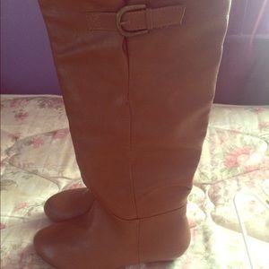 Brown leather boots