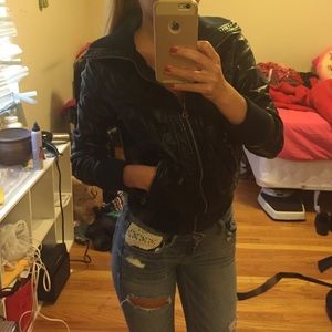 Badass leather jacket with a zipper in front