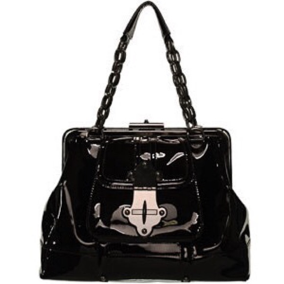 Tracy Reese 'Edie' Frame Handbag,Blk Patent Lthr