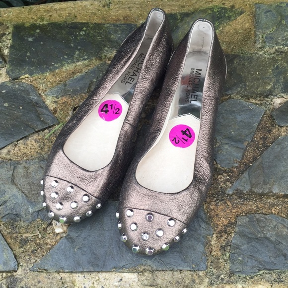 Michael Kors Size 4.5 Studded Metallic Flats