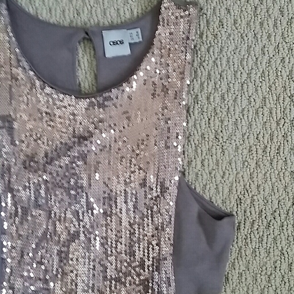 Beige Sequin cut out dress