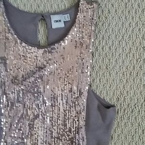 Beige Sequin cut out dress