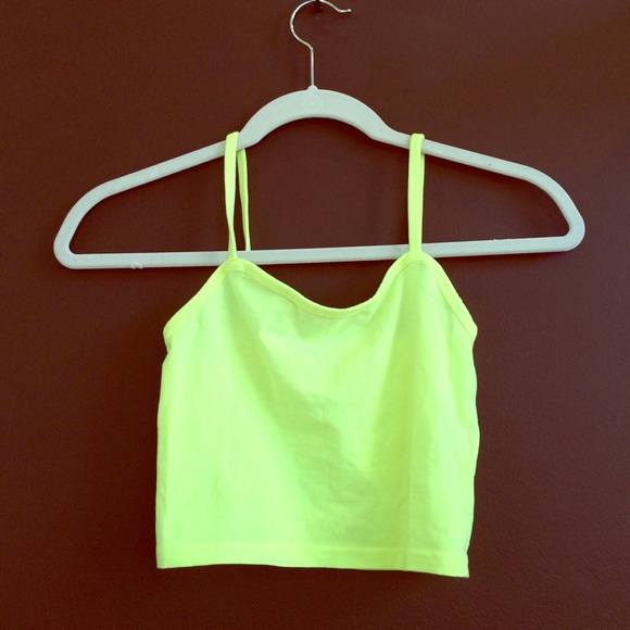 Neon yellow cropped tank top