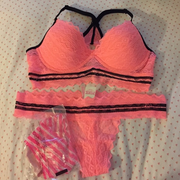 VS Pink bra and thong.