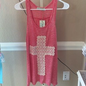 Pink cross tank top