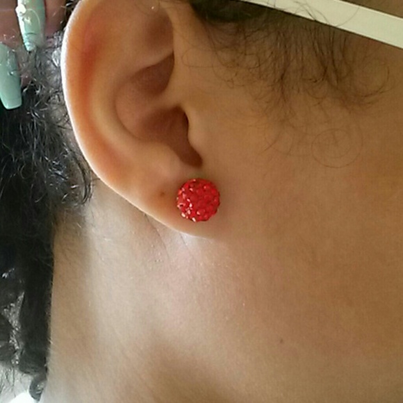 Shambolla Red earrings 10MM - Picture 2 of 3