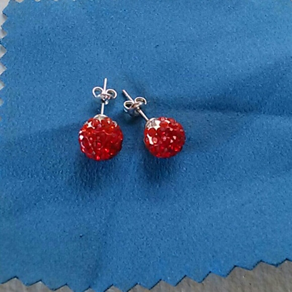 Shambolla Red earrings 10MM - Picture 3 of 3