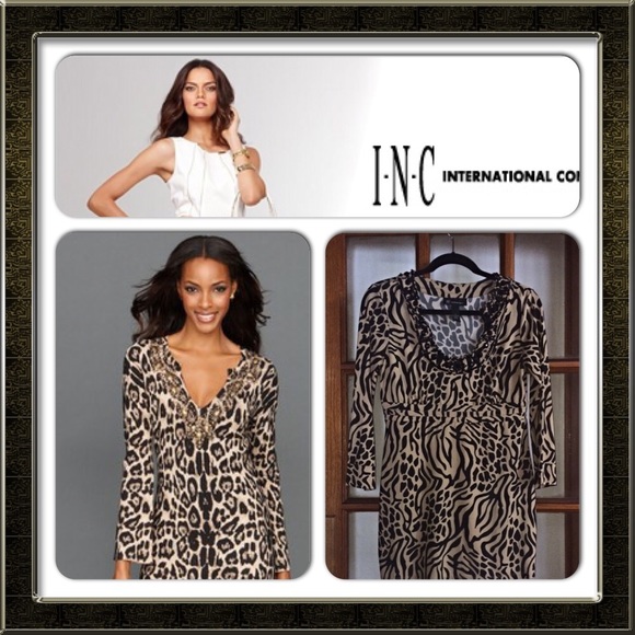 ✅🎉HP INC Intl Concepts Animal Print Tunic - Picture 1 of 4