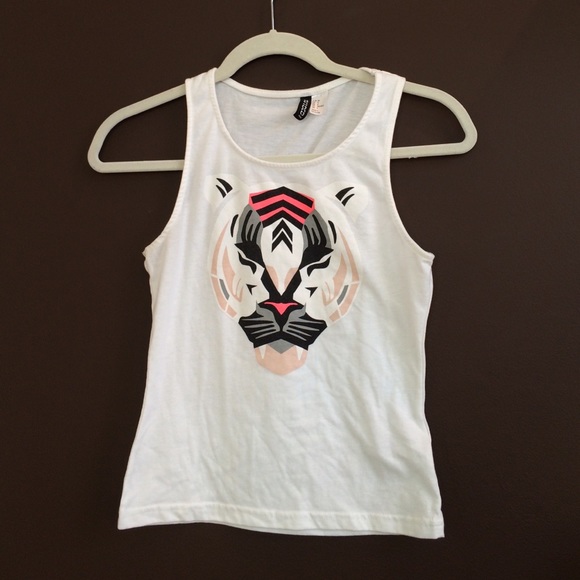 A cropped neon tiger shirt