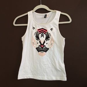 A cropped neon tiger shirt