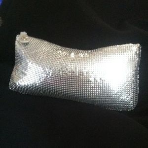 Jimmy choo sexy silver silk lined evening bag