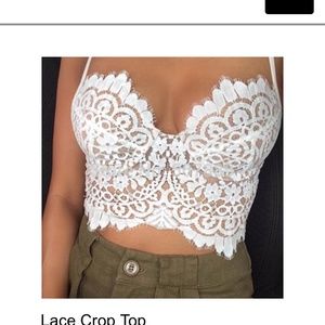White Lace Crop-top