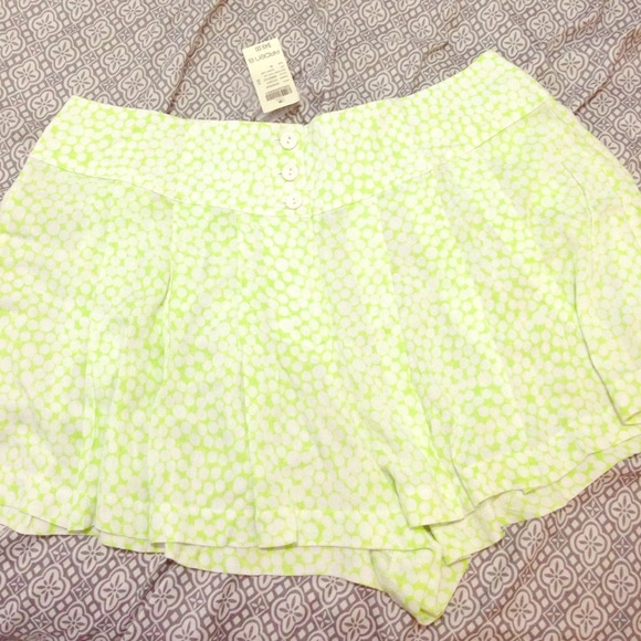 Polka dot lime green and white summer shorts