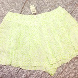 Polka dot lime green and white summer shorts