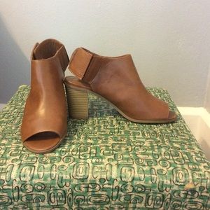 Stacked Heel Open Toe Bootie