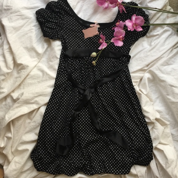 Black with white polka dot dress