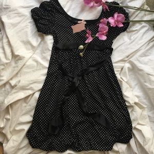 Black with white polka dot dress
