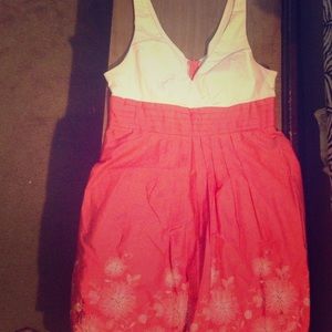 Coral and cream dress