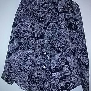 Black Paisley Button Down Polo