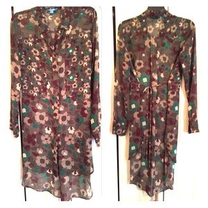A camouflage high low shirt.