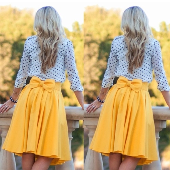 Yellow Midi Bow Skirt