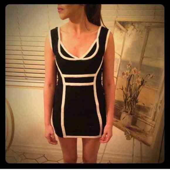 Black and white bandage dress