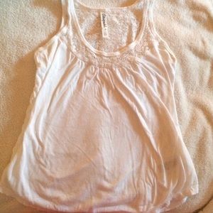 White tank top with lace detail