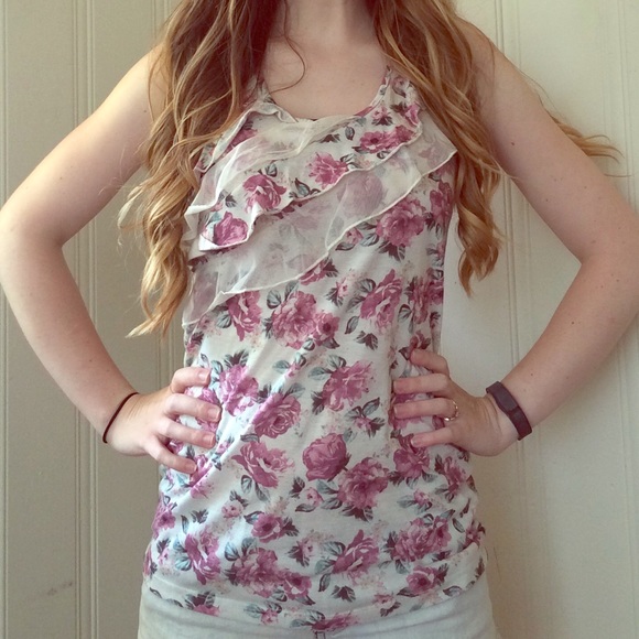 Boho Ruffled Floral Racerback Top