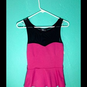 Black and Pink Iris Basic top