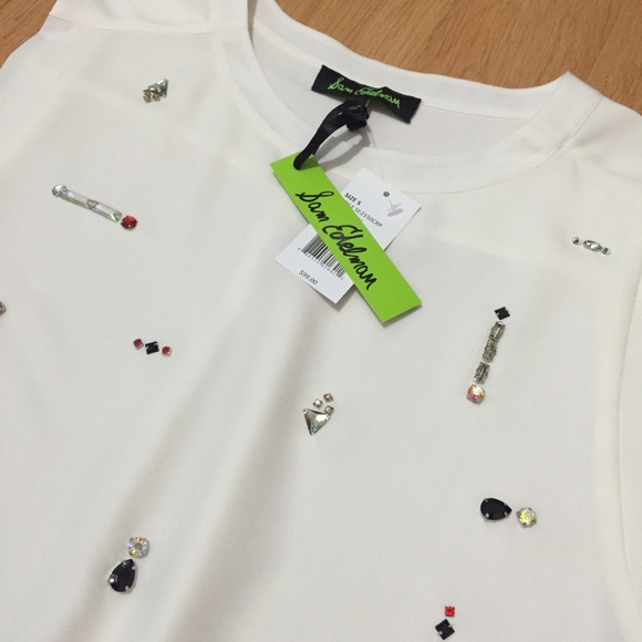 Sam Edelman Beaded Front Muscle Tee - Picture 3 of 4